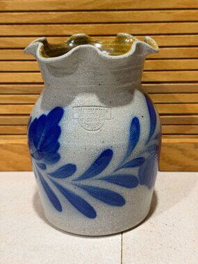 Salmon Falls 6.5" Pennsylvania Blue Floral Ruffle Rim Vase John Zentner 2000